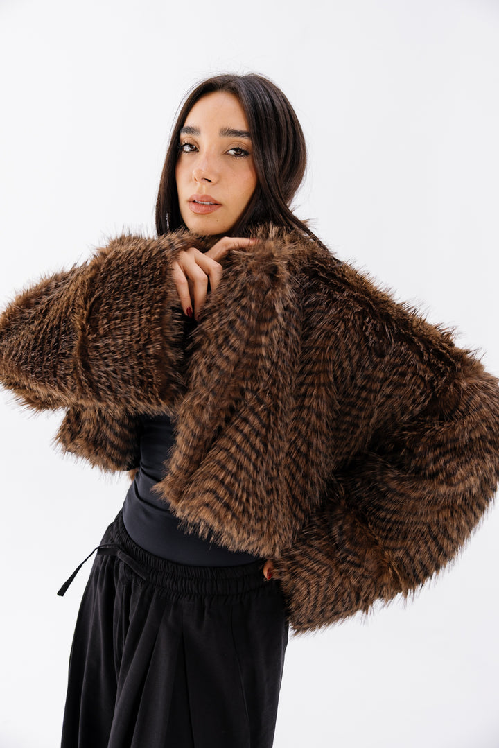 Plush Fur Jacket - Brown (Premium Edition)