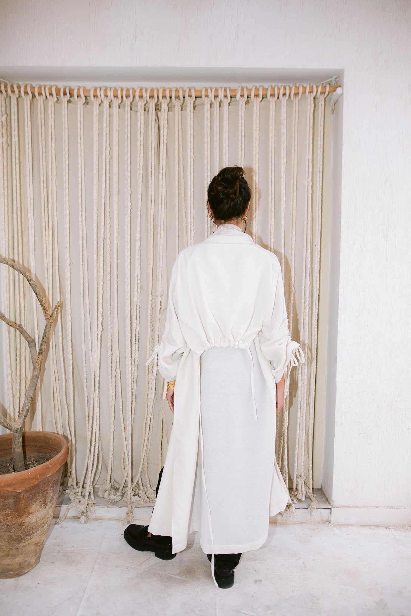 The Round Up Scarfed Kaftan - Offwhite