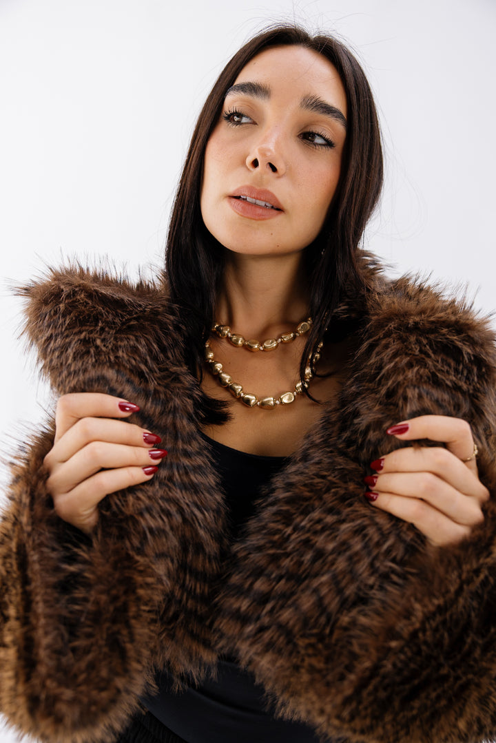 Plush Fur Jacket - Brown (Premium Edition)