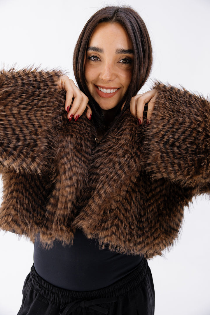 Plush Fur Jacket - Brown (Premium Edition)