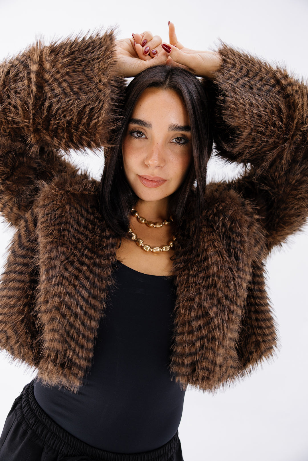 Plush Fur Jacket - Brown (Premium Edition)