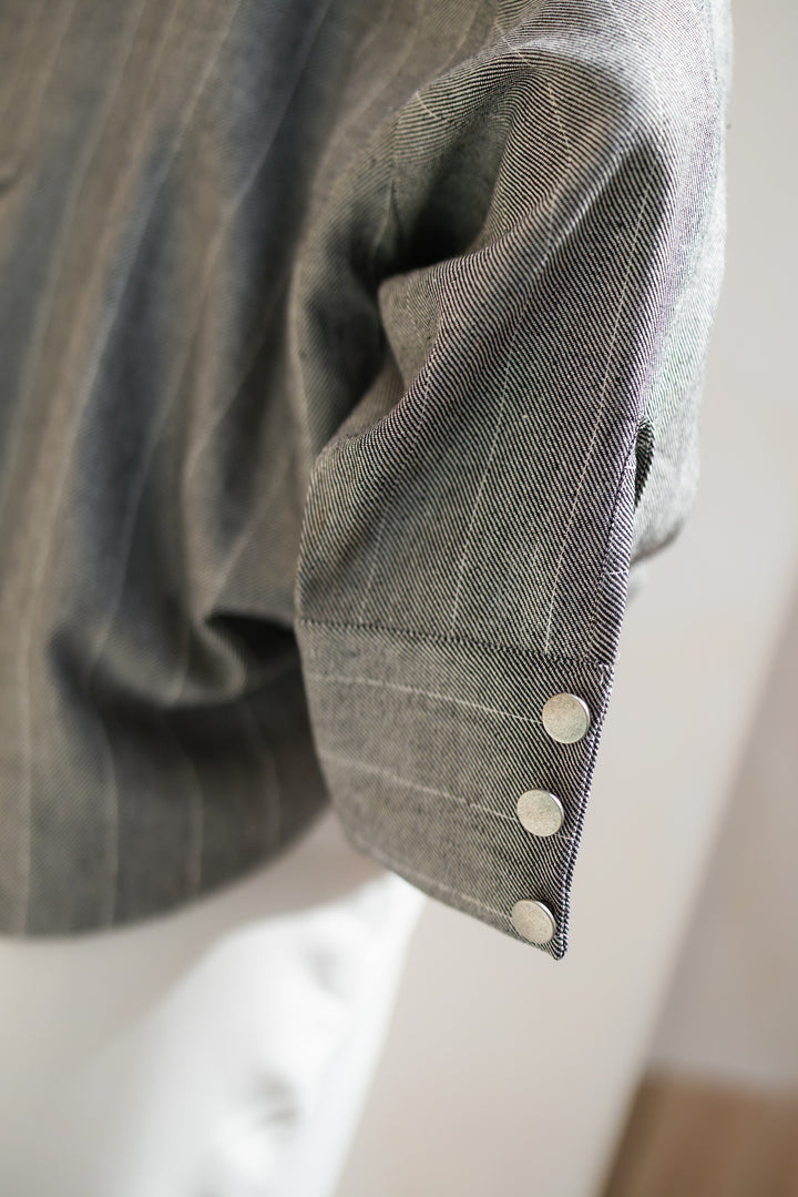 Striped Linen Shirt - Dark Grey