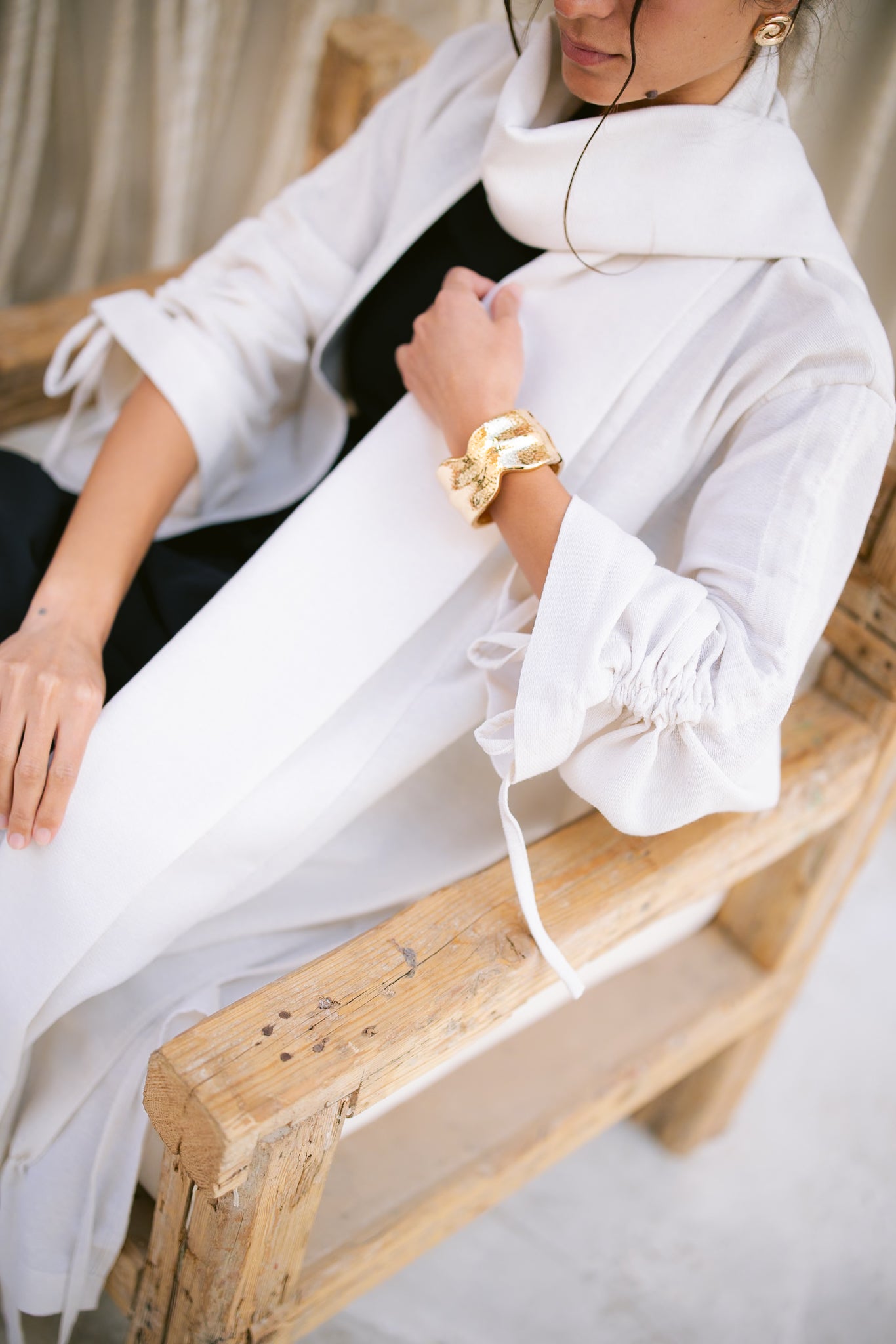 The Round Up Scarfed Kaftan - Offwhite