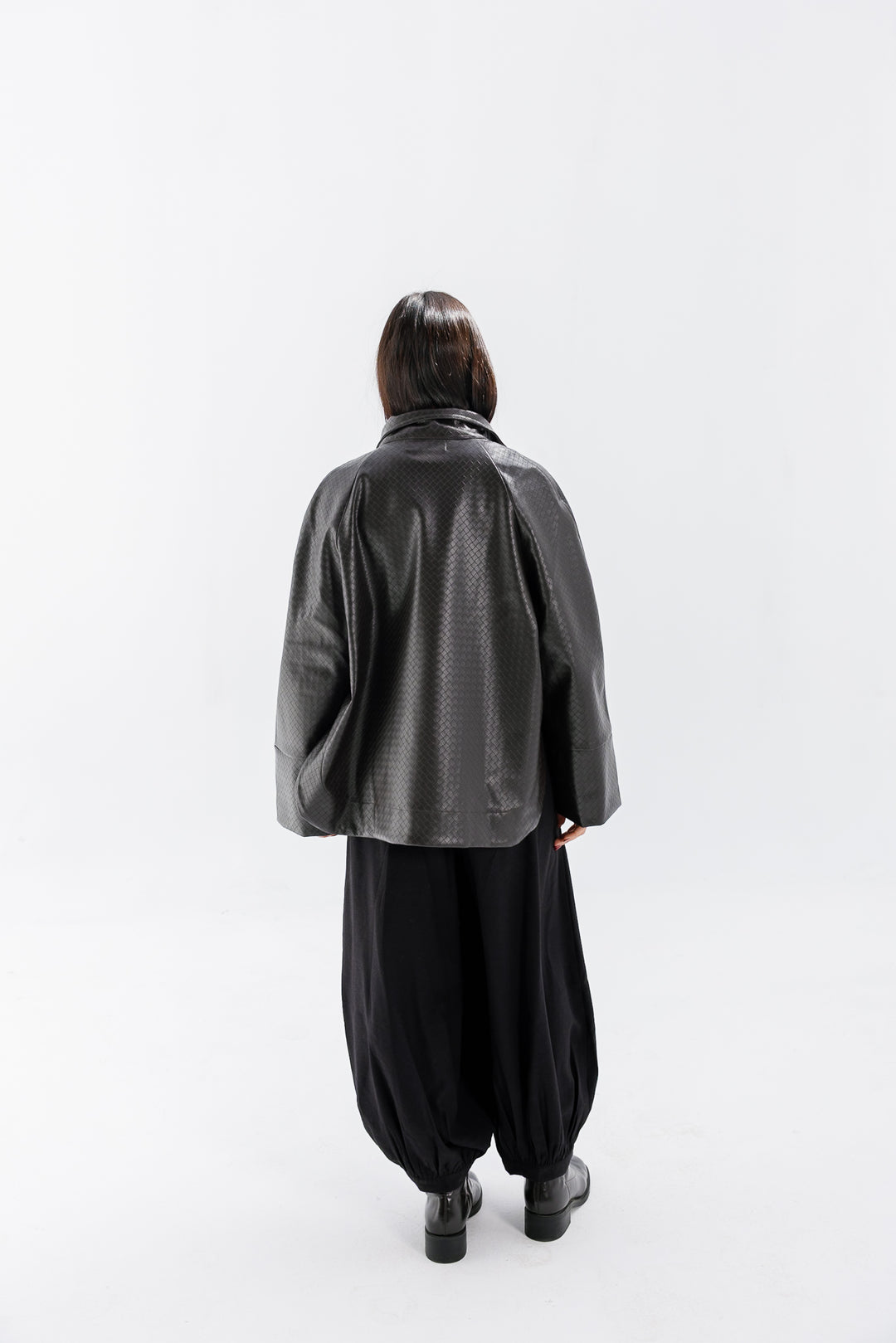 Interlaced Leather Jacket - Brown