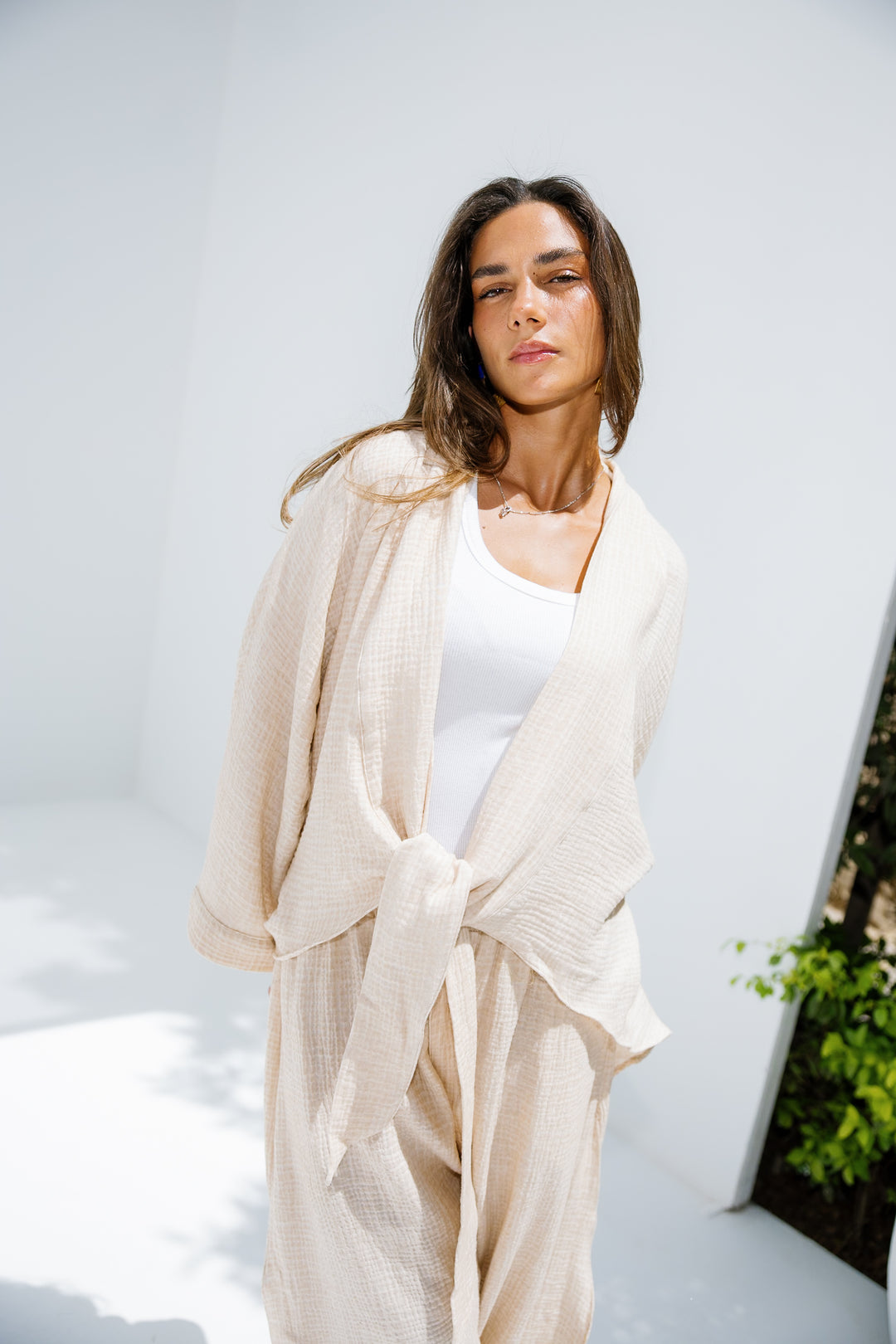Muslin Tie Top - Beige