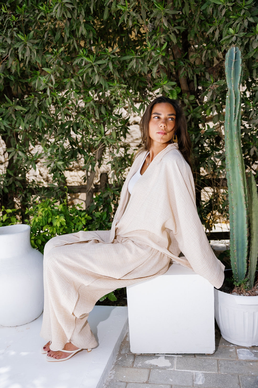 Muslin Tie Top - Beige