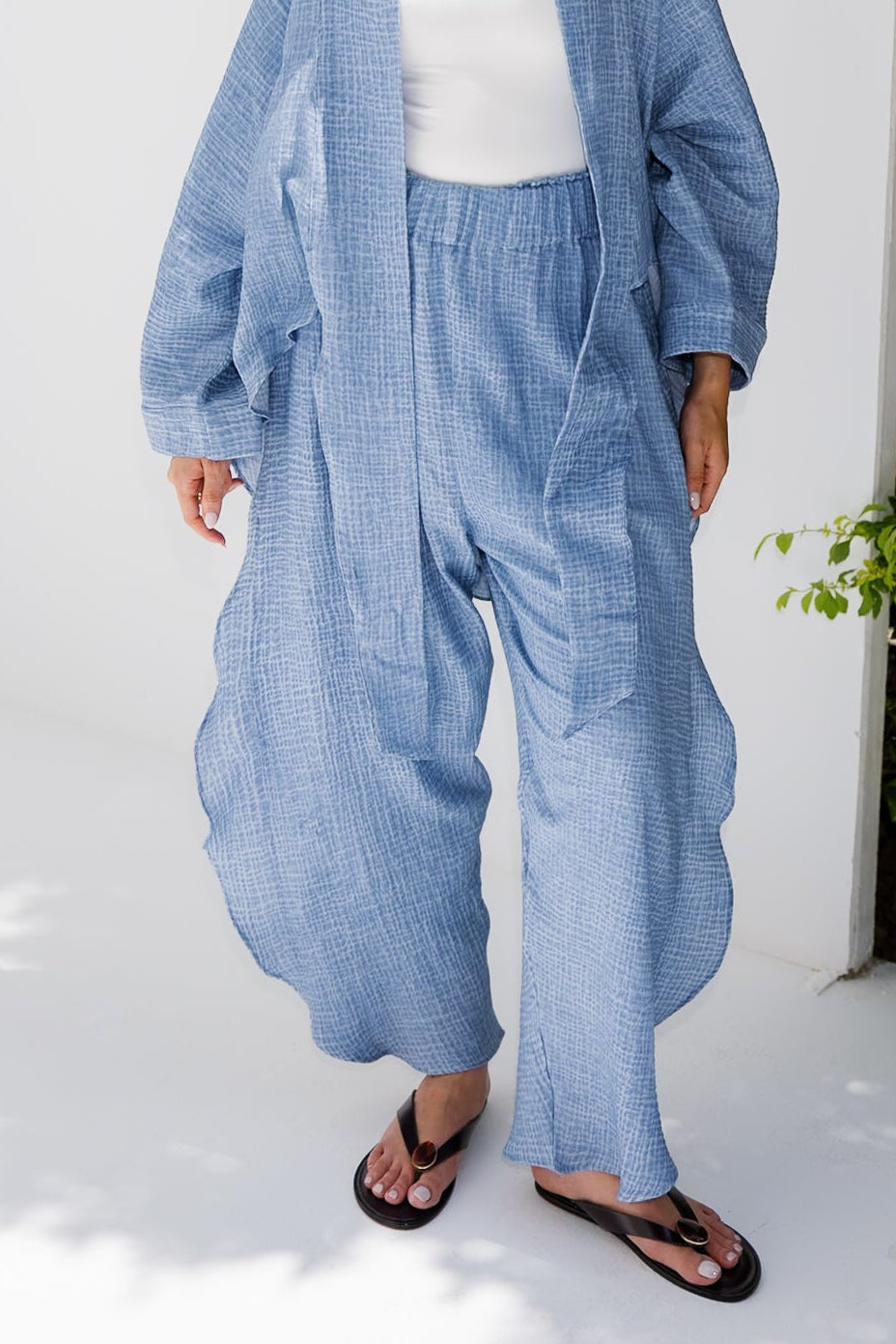 Muslin Ruffle Pants - Blue
