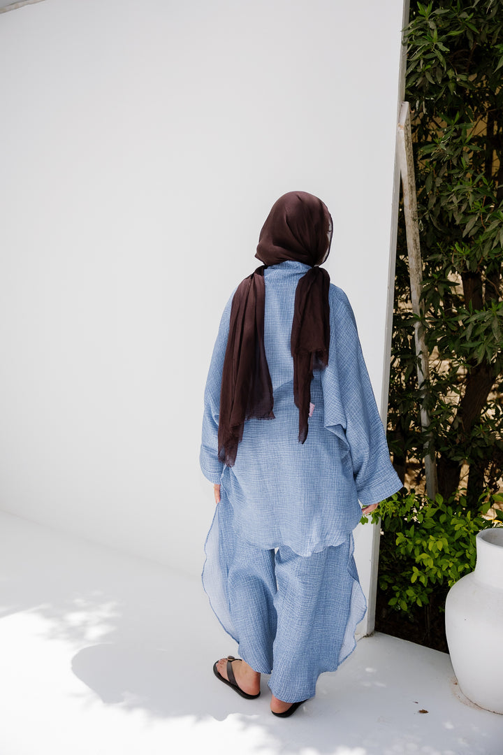 Muslin Ruffle Pants - Blue