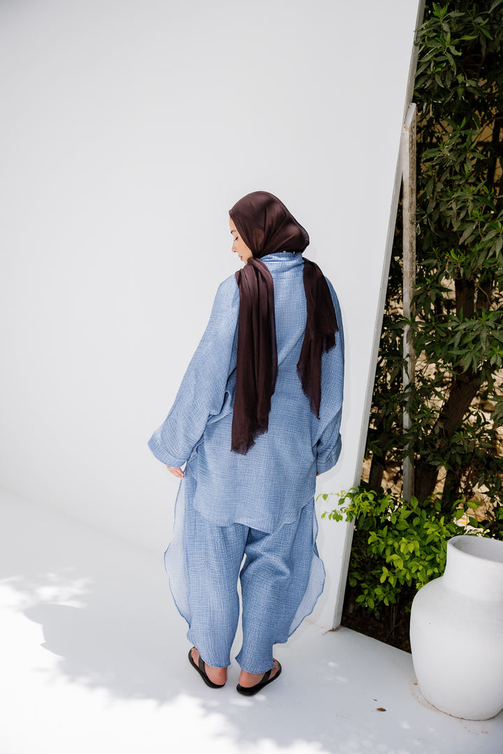 Muslin Ruffle Pants - Blue