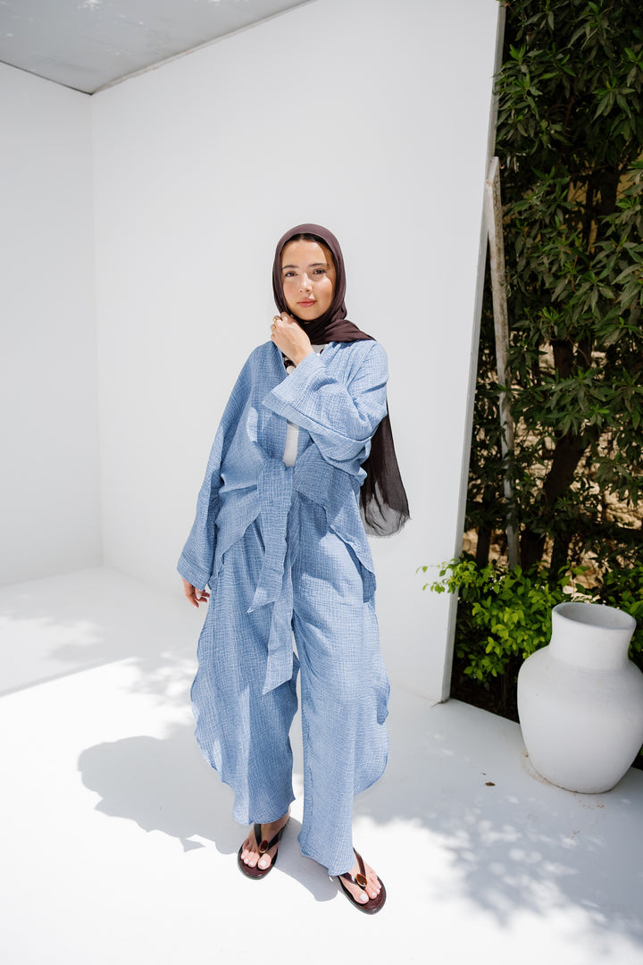 Muslin Ruffle Pants - Blue