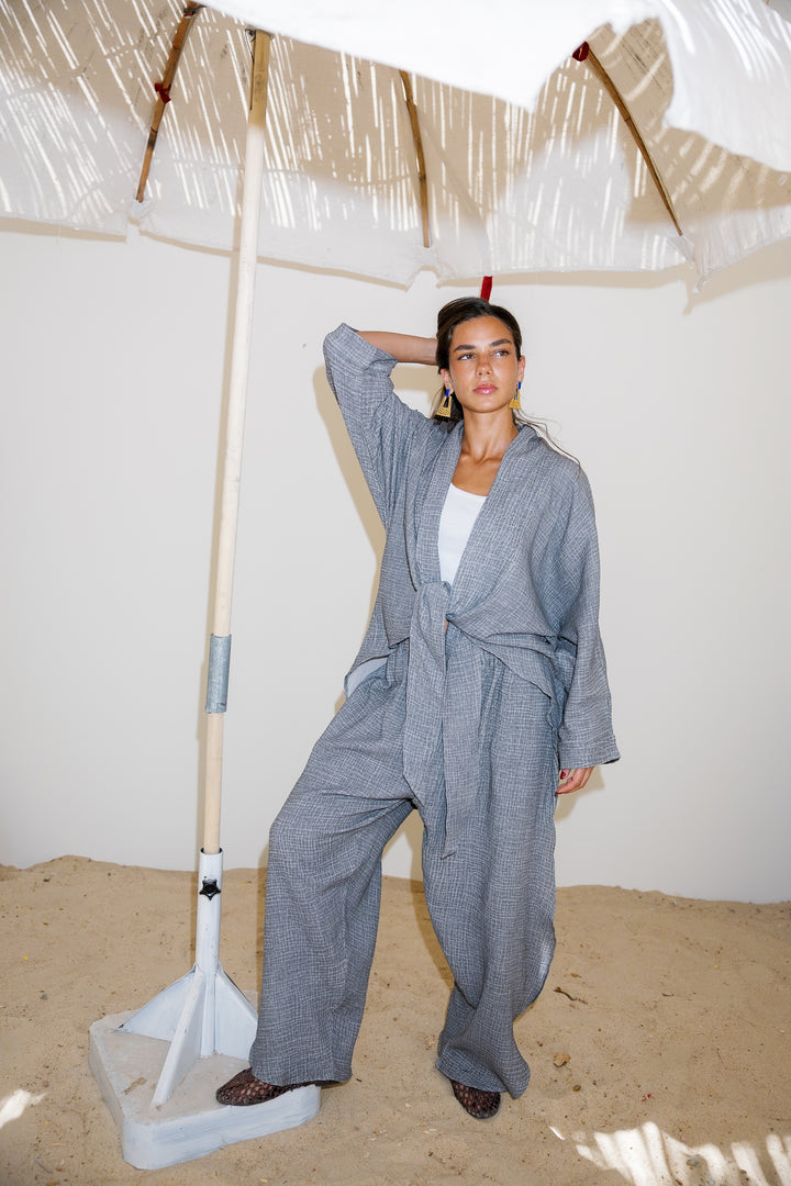 Muslin Tie Top - Grey
