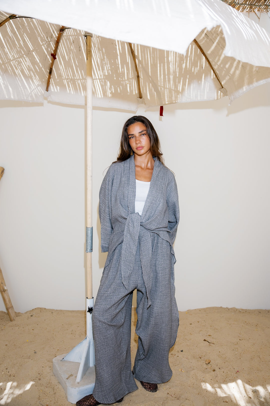 Muslin Tie Top - Grey