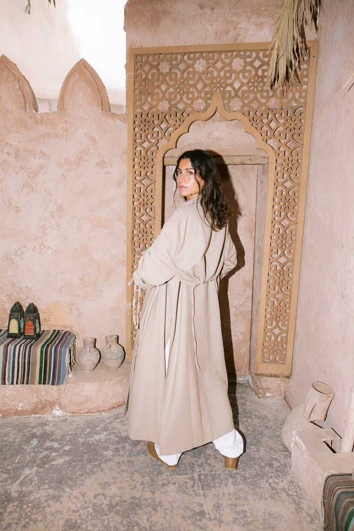 The Round Up Scarfed Kaftan - Beige