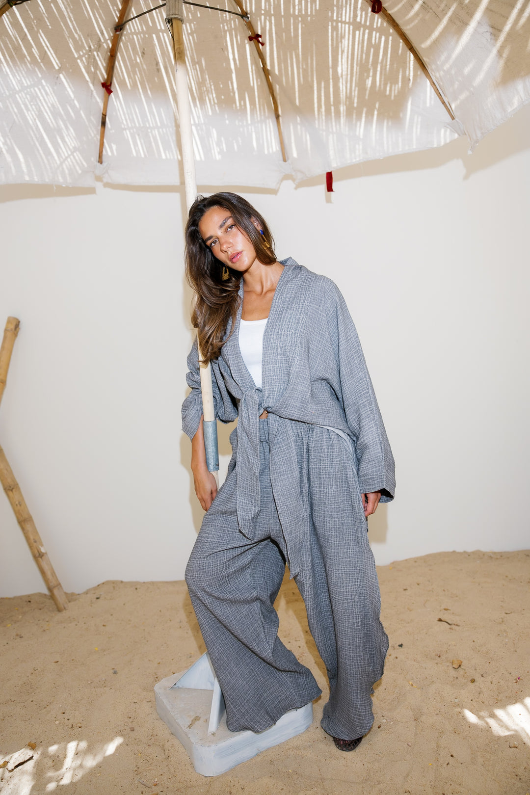 Muslin Tie Top - Grey