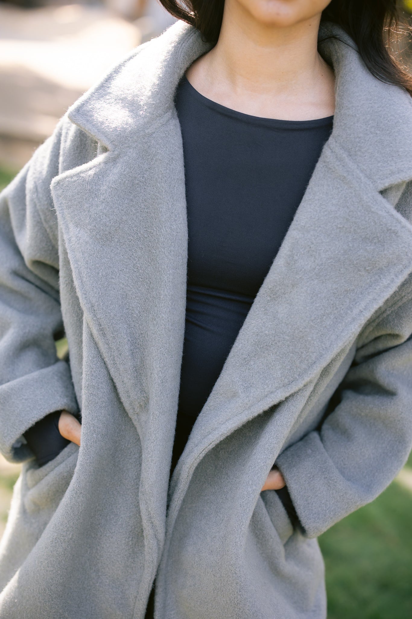 Relaxed Soft-Brushed Coat - Grey