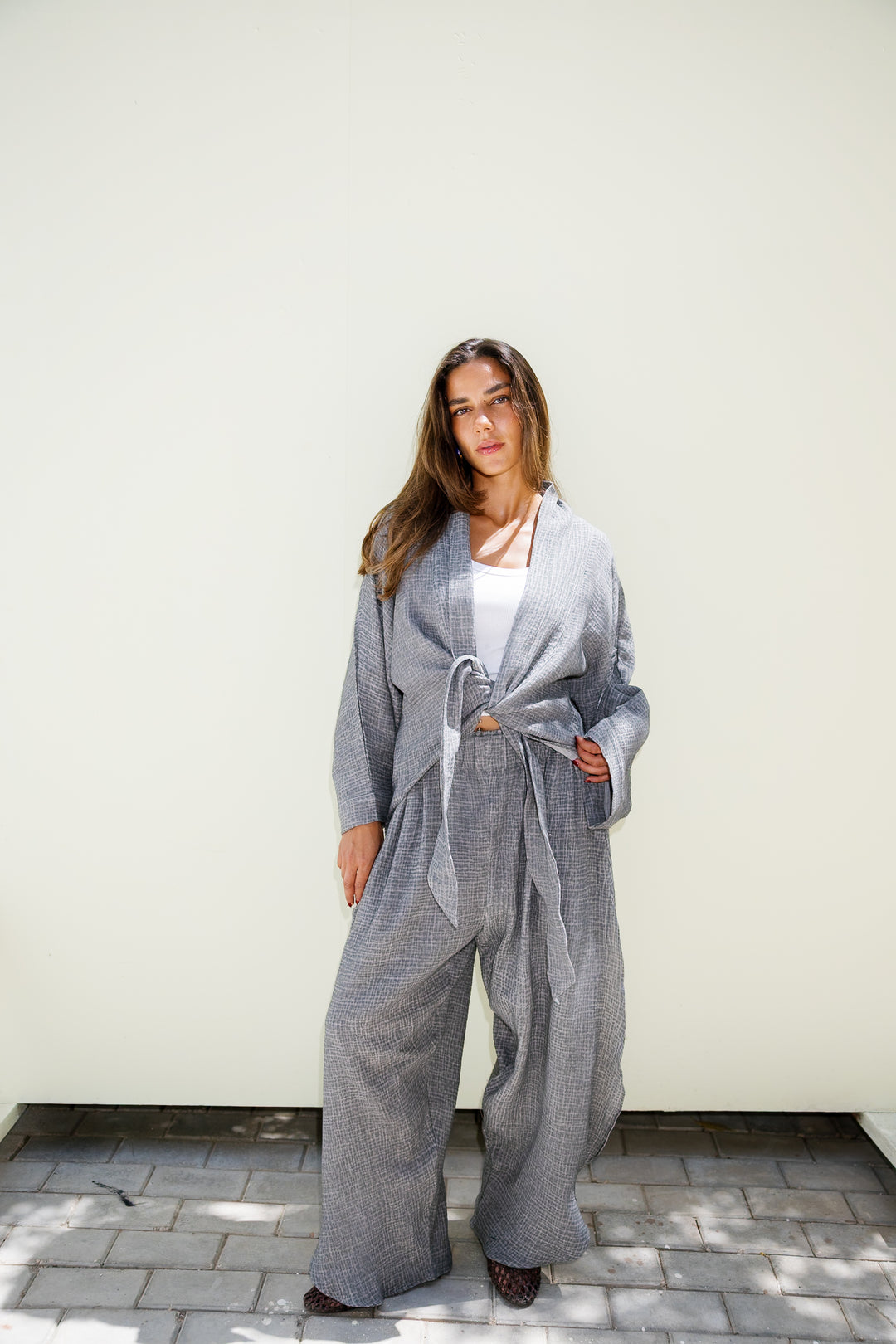 Muslin Ruffle Pants - Grey