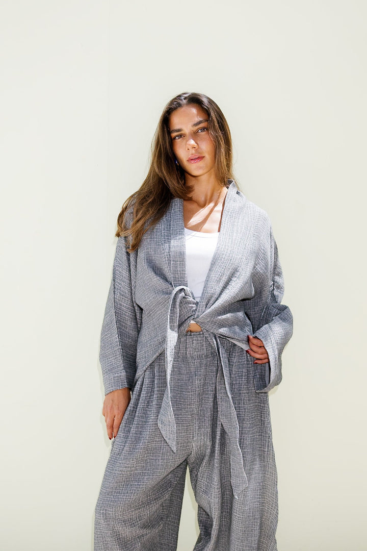 Muslin Tie Top - Grey