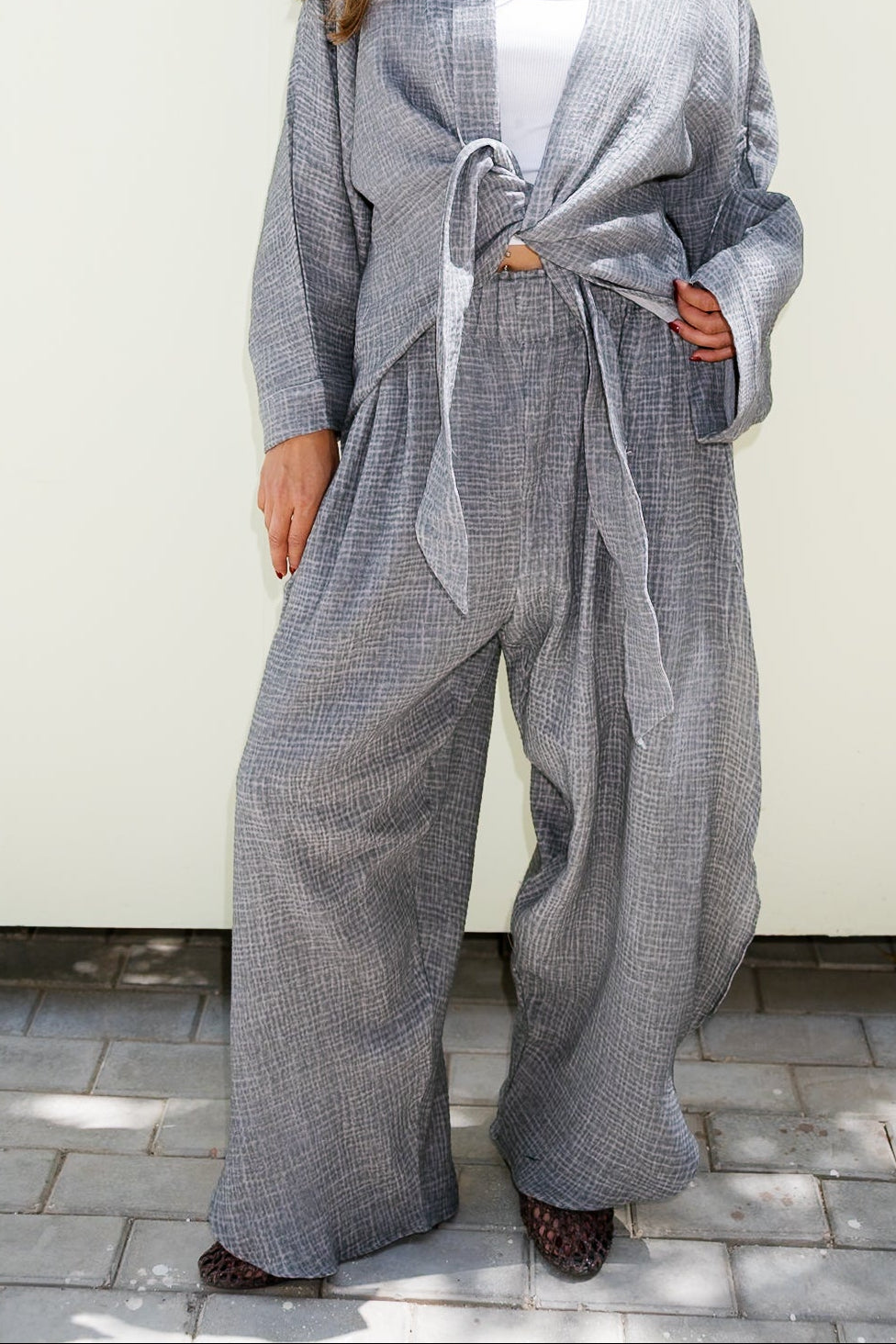 Muslin Ruffle Pants - Grey