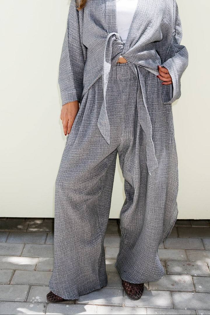 Muslin Ruffle Pants - Grey