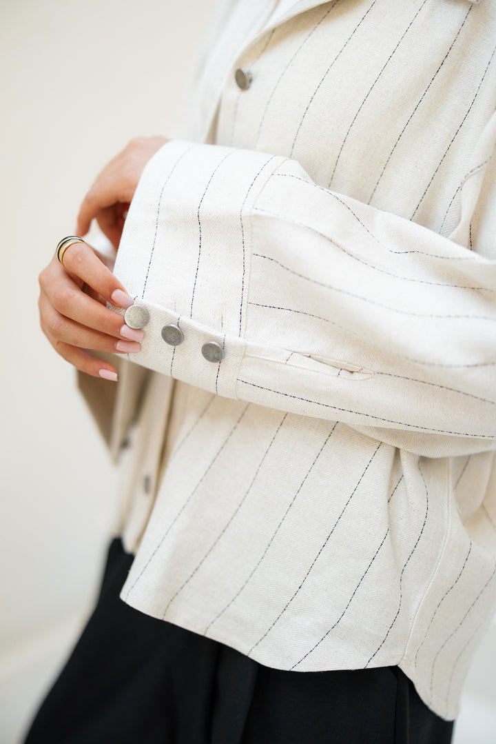 Striped Linen Shirt - Light Beige