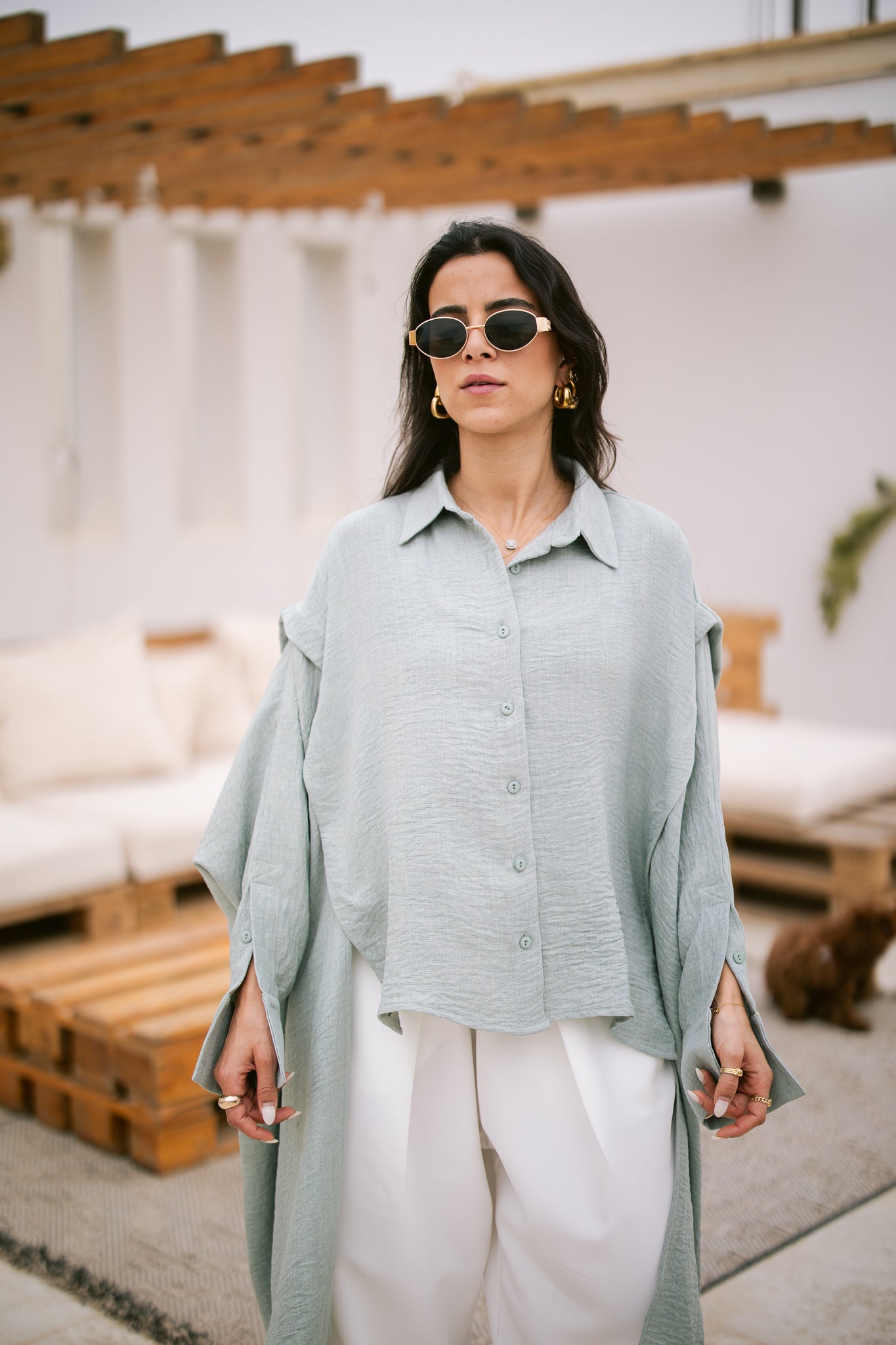 Layered Textured Shirt - Mint