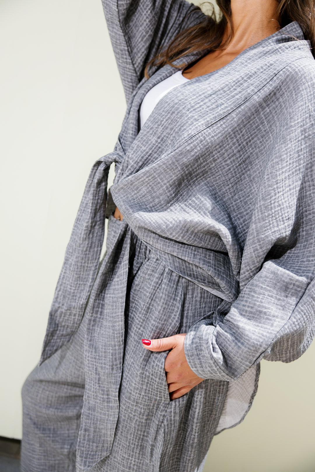 Muslin Ruffle Pants - Grey