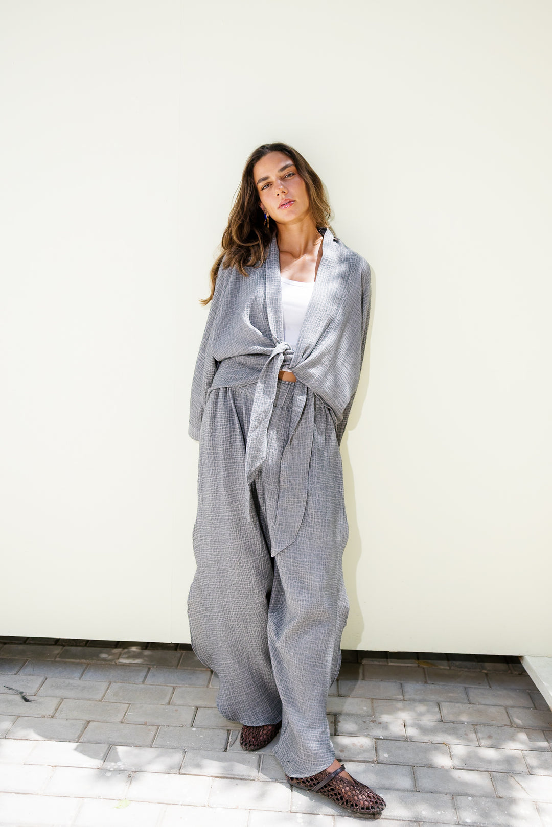 Muslin Ruffle Pants - Grey