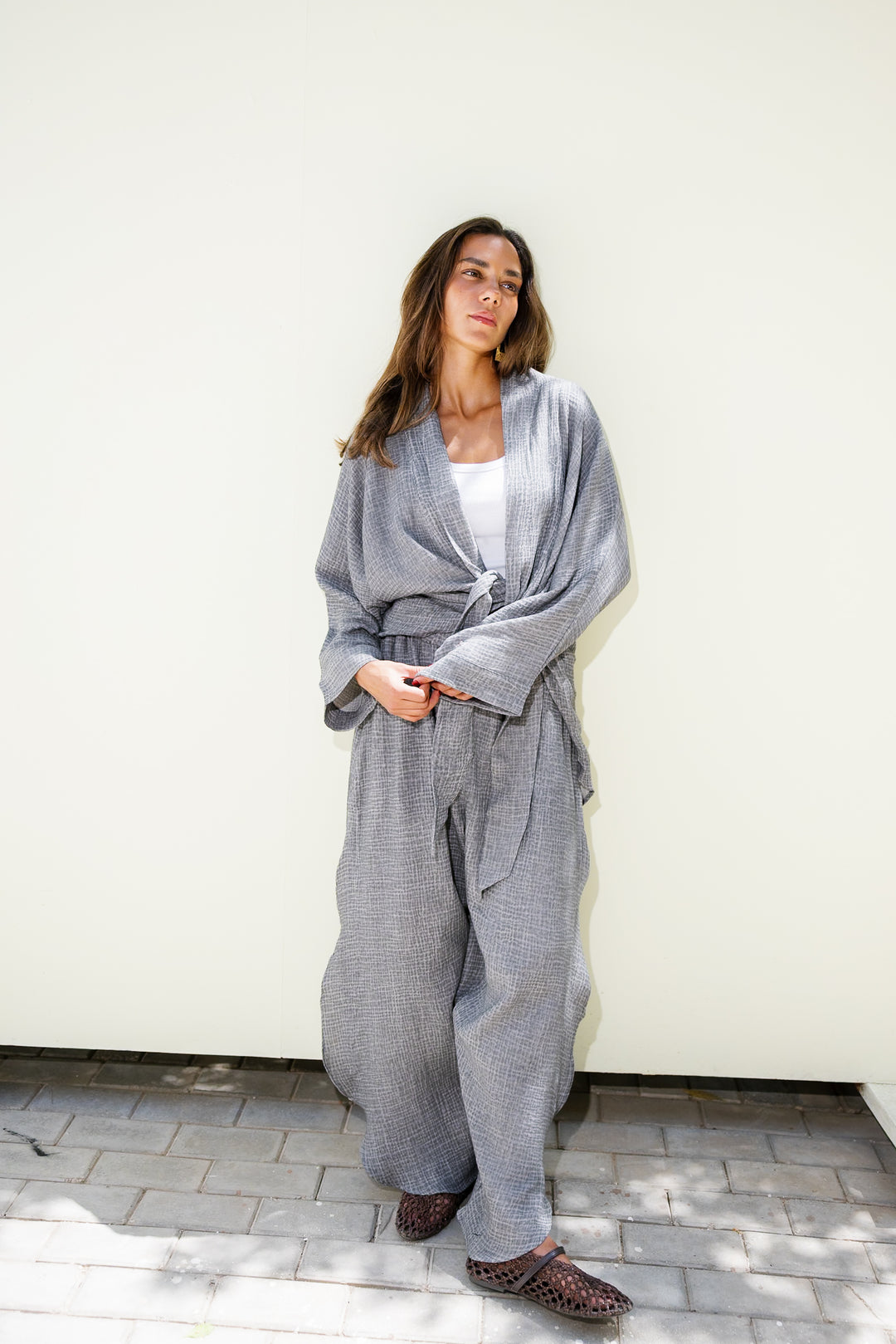Muslin Tie Top - Grey
