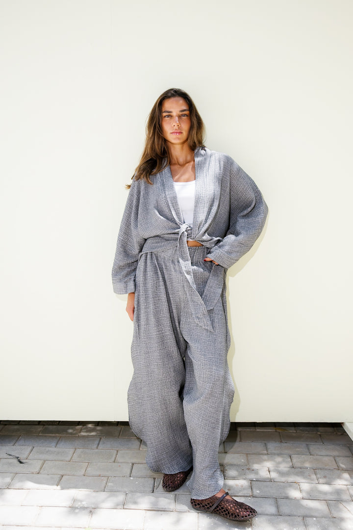 Muslin Ruffle Pants - Grey