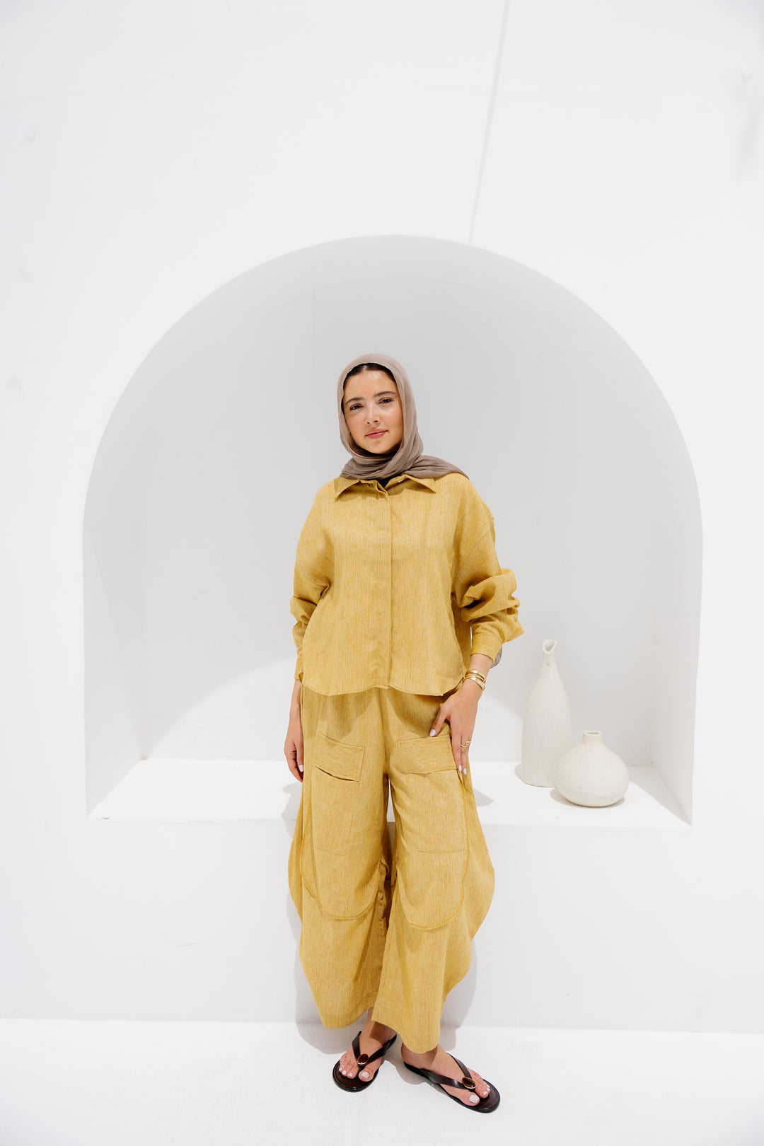 Breeze Balloon Linen Pants - Mustard