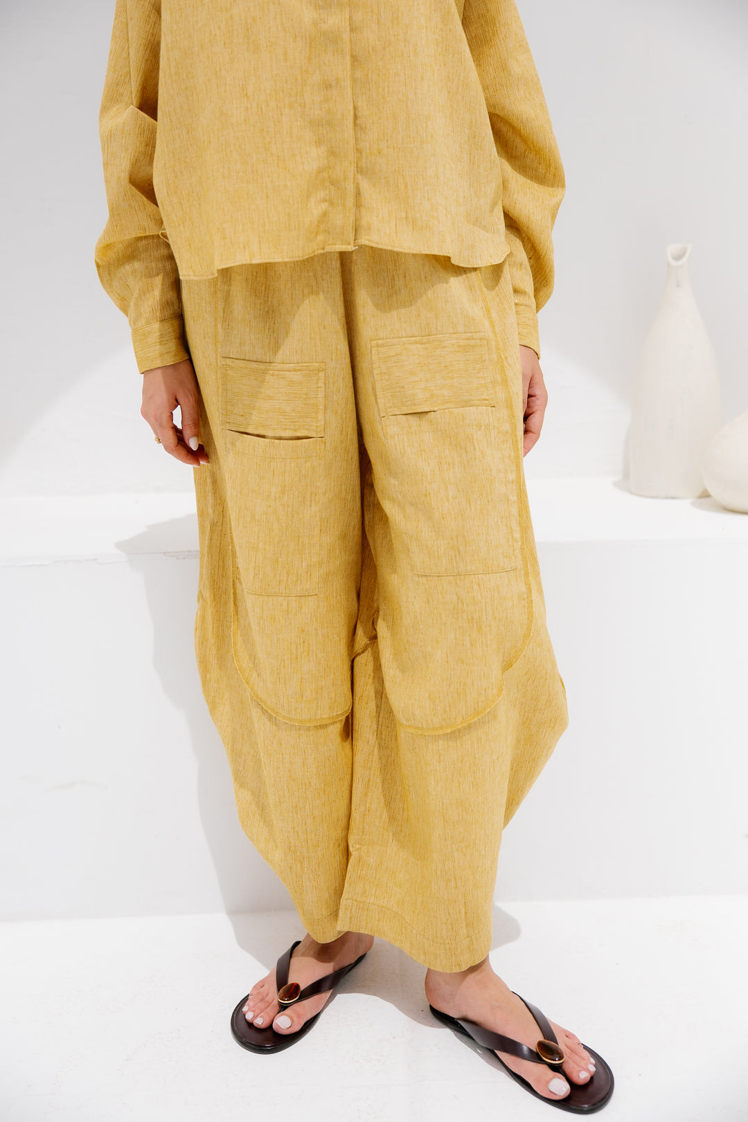 Breeze Balloon Linen Pants - Mustard