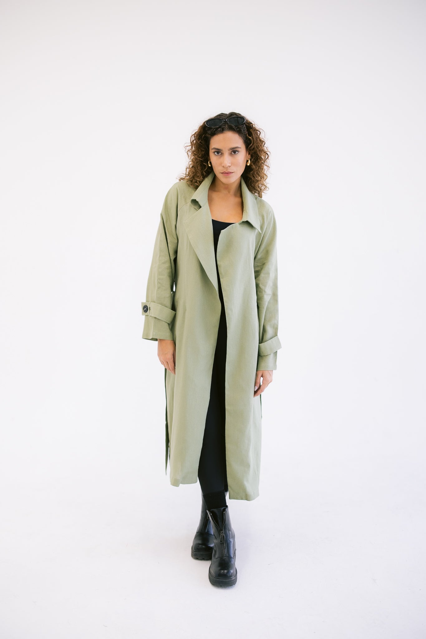 Linen Trench - Olive