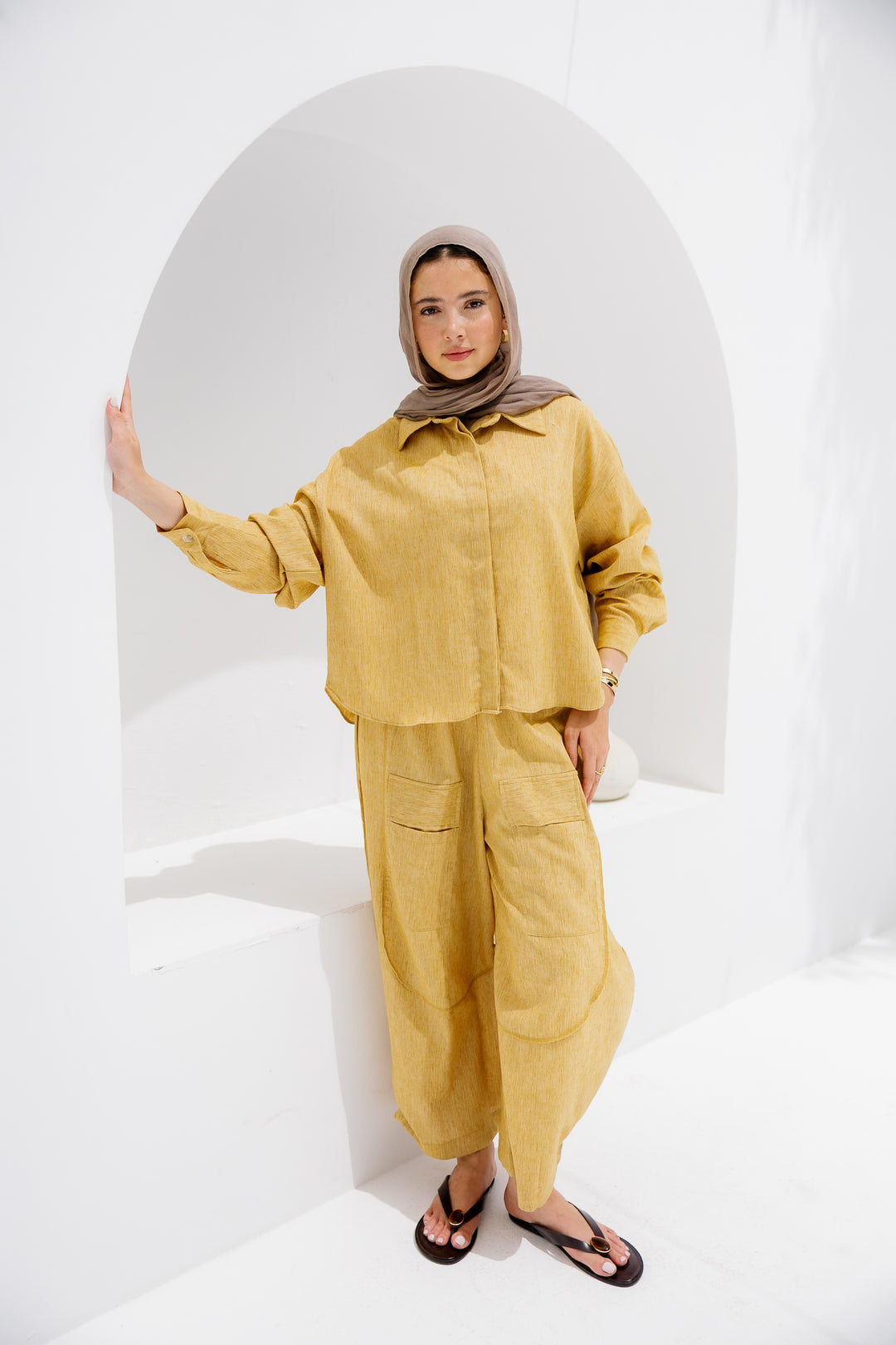 Breeze Balloon Linen Pants - Mustard