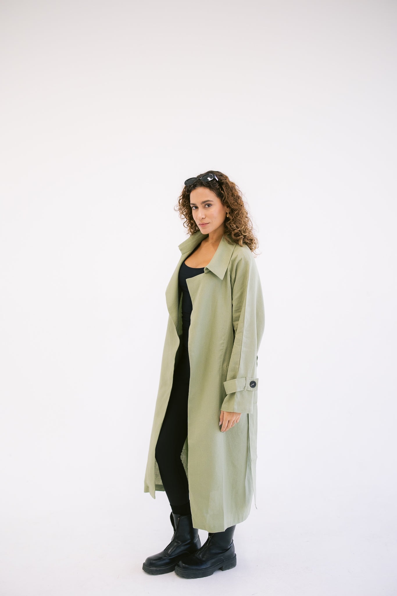 Linen Trench - Olive