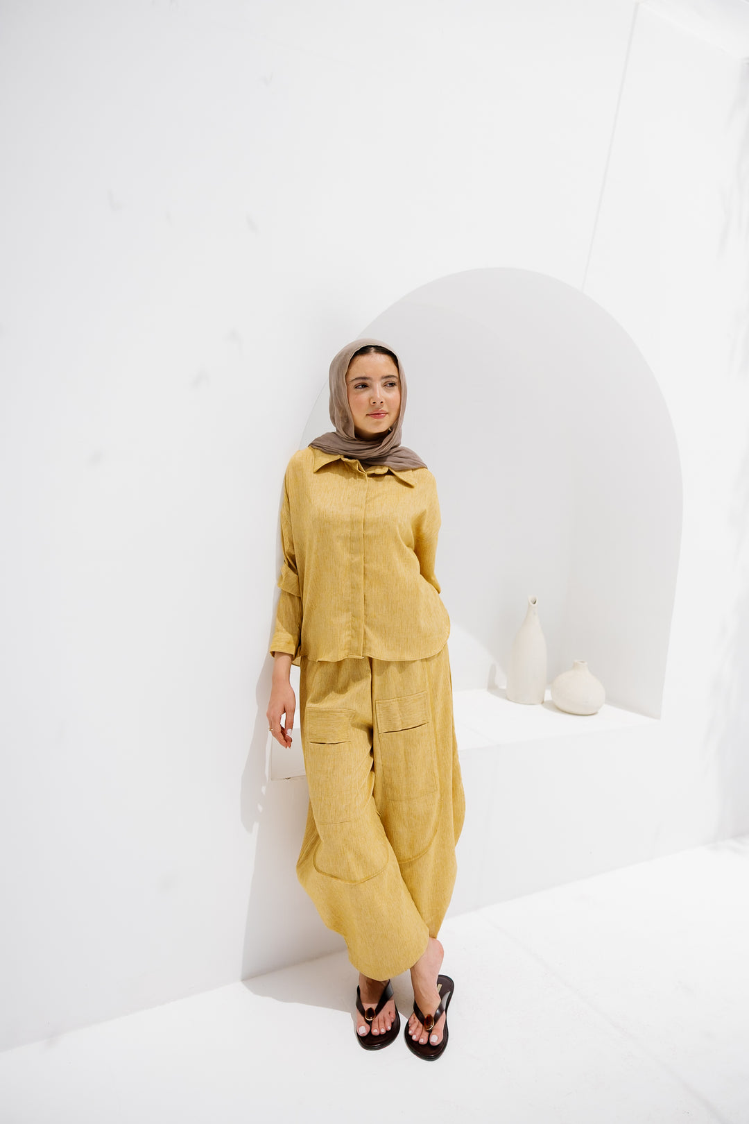 Breeze Balloon Linen Pants - Mustard