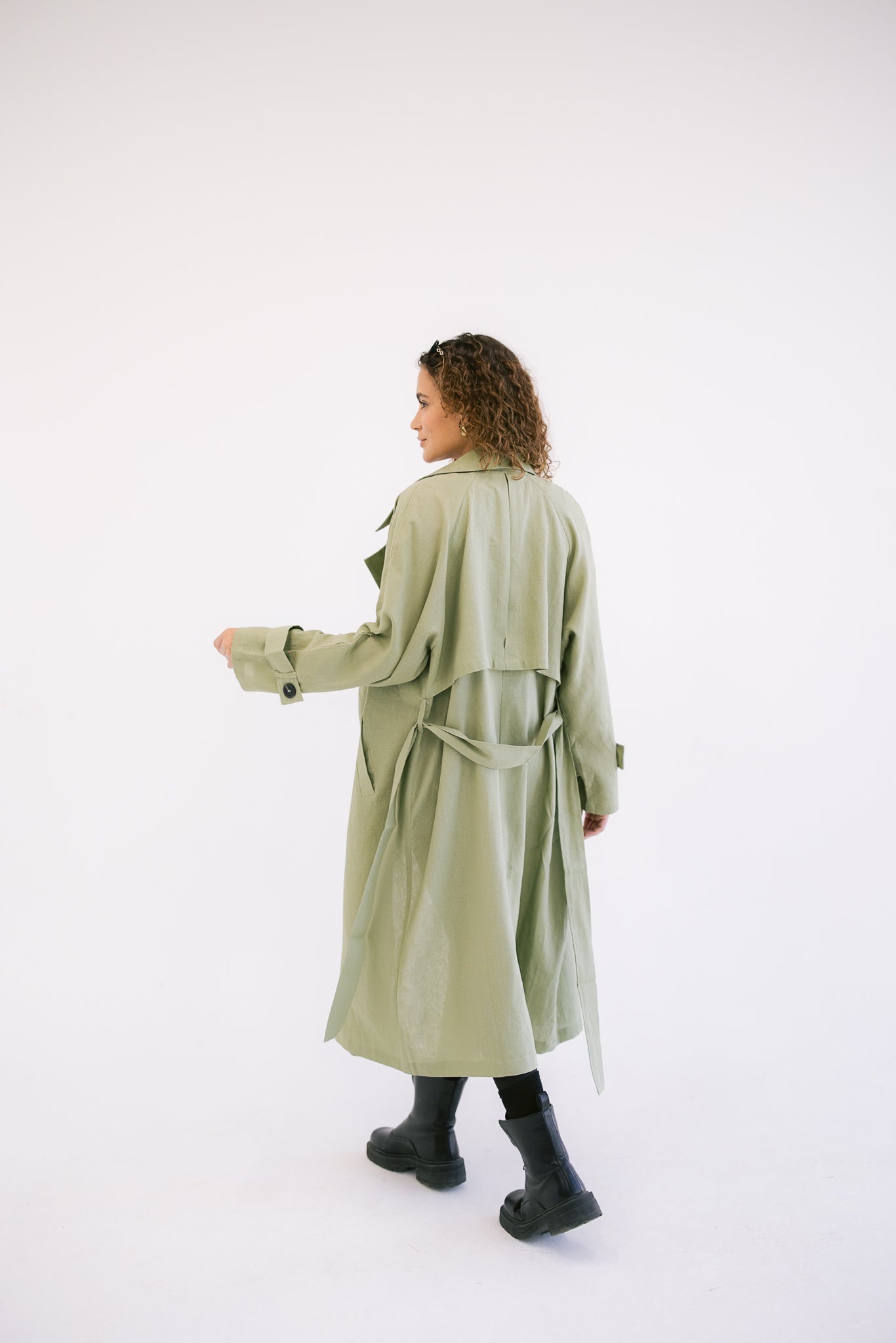 Linen Trench - Olive