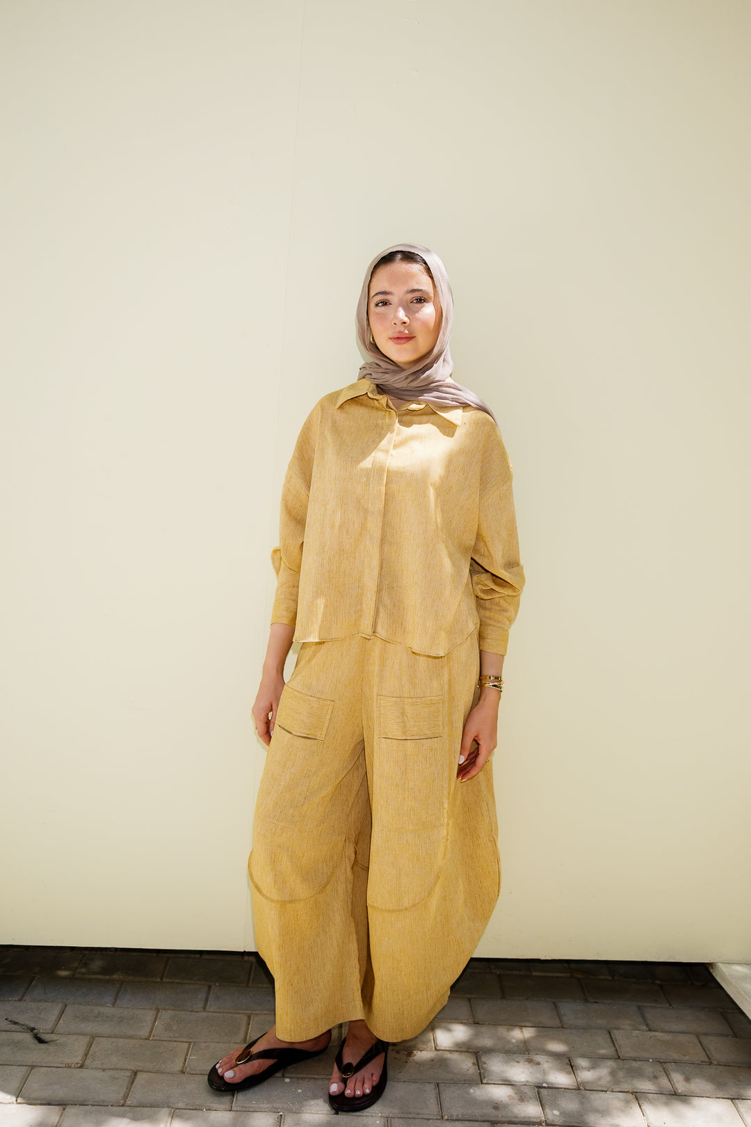 Breeze Balloon Linen Pants - Mustard