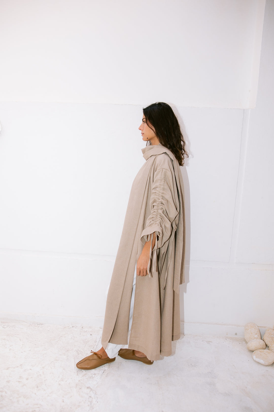 The Round Up Scarfed Kaftan - Beige