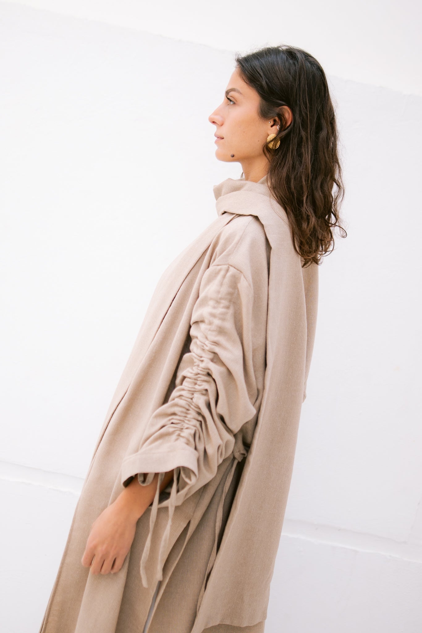 The Round Up Scarfed Kaftan - Beige