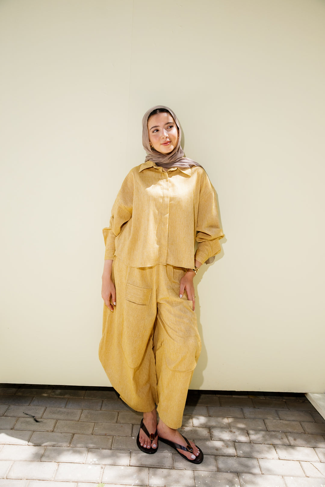 Breeze Balloon Linen Pants - Mustard