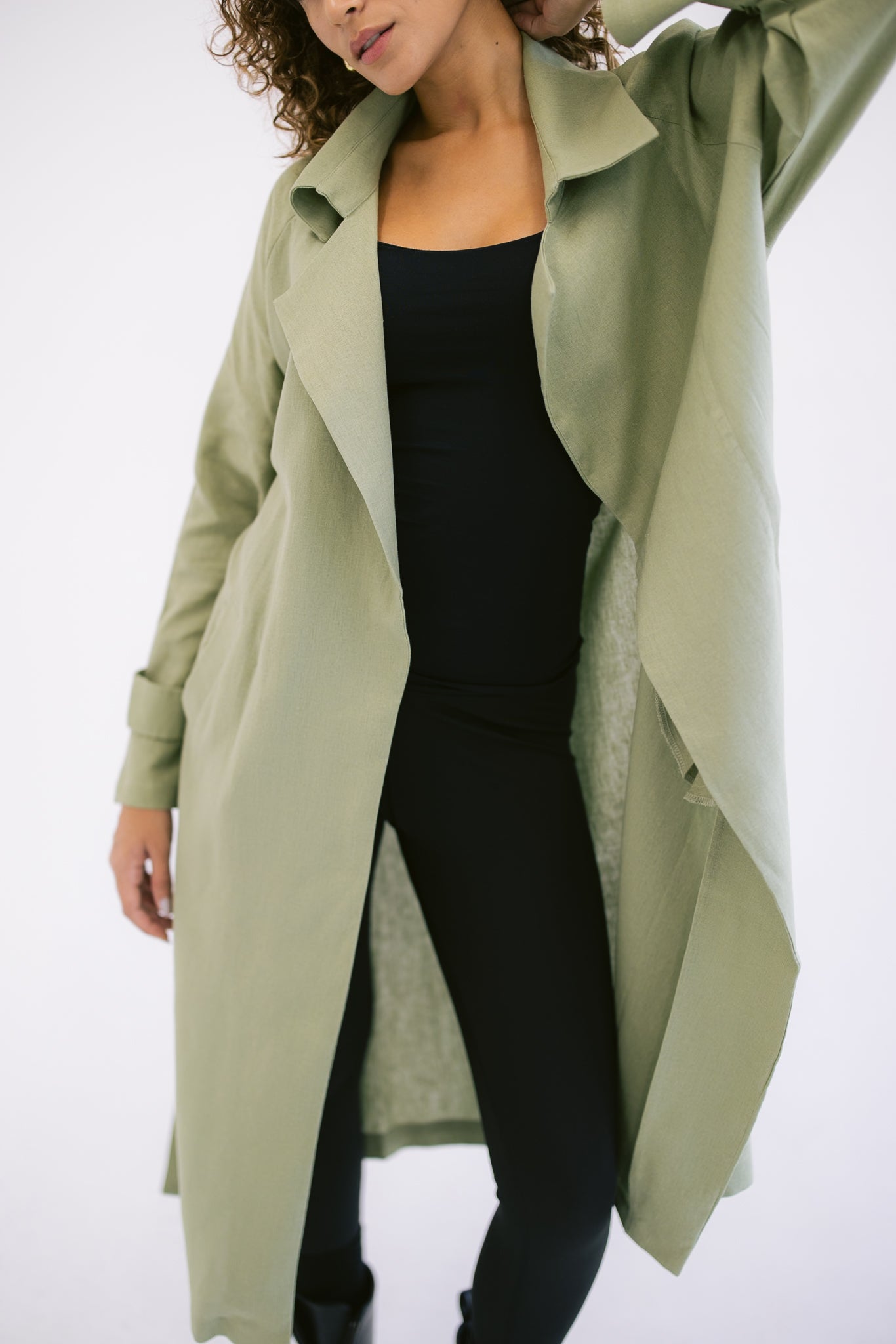 Linen Trench - Olive