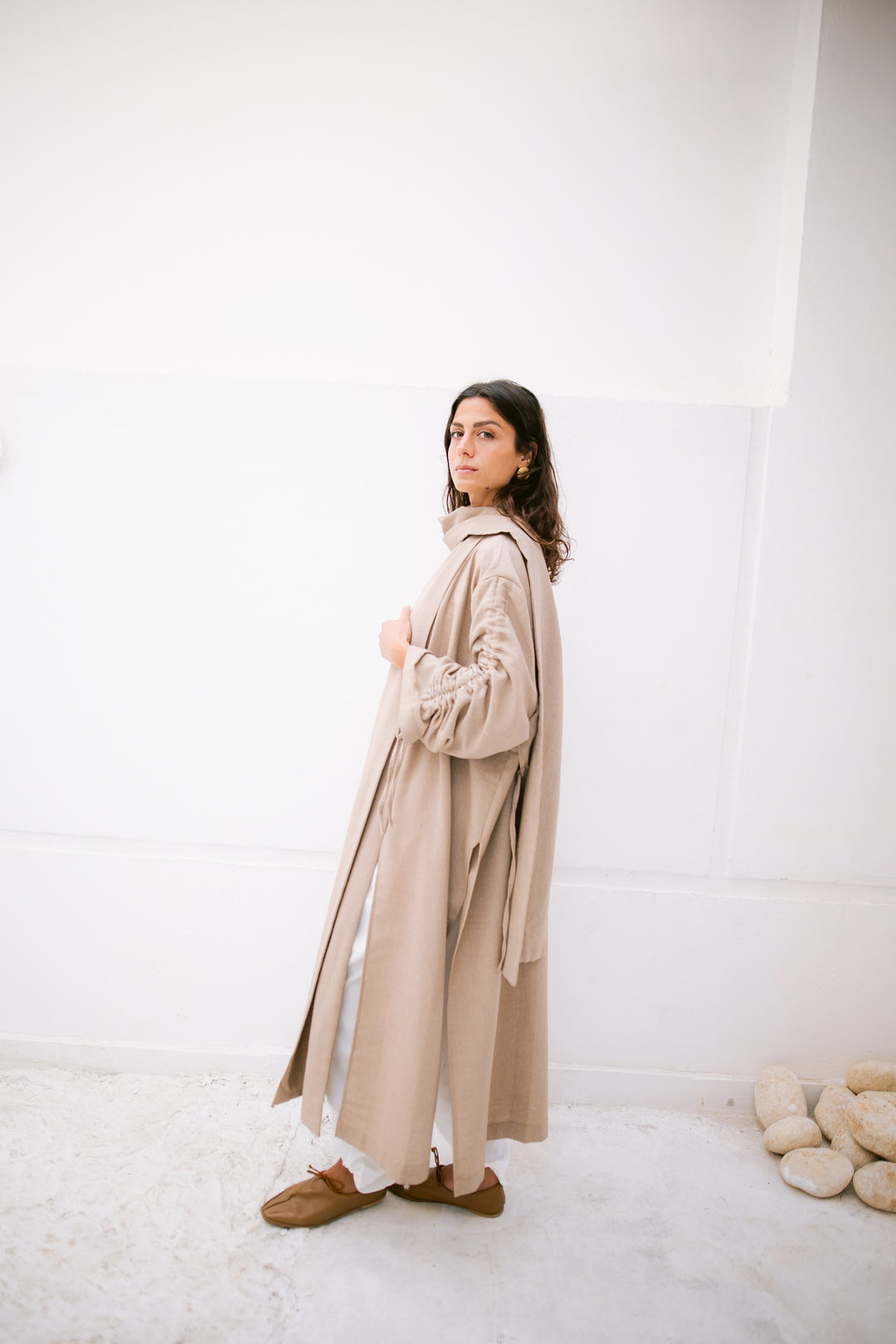 The Round Up Scarfed Kaftan - Beige