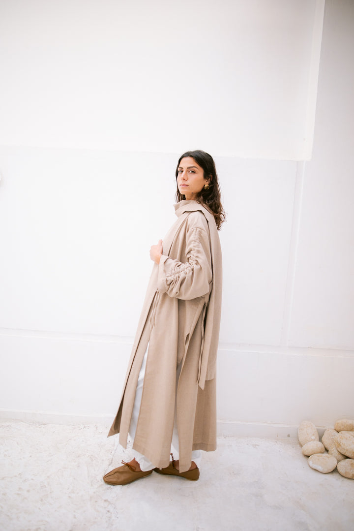 The Round Up Scarfed Kaftan - Beige