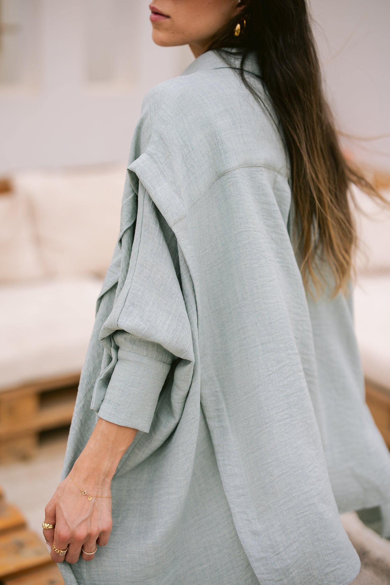 Layered Textured Shirt - Mint