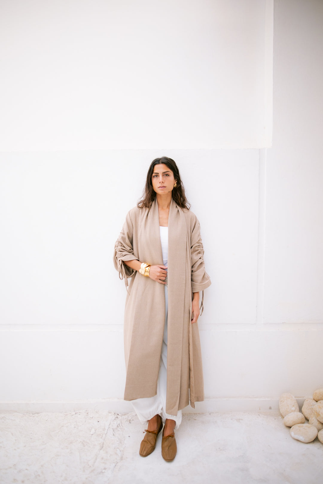 The Round Up Scarfed Kaftan - Beige