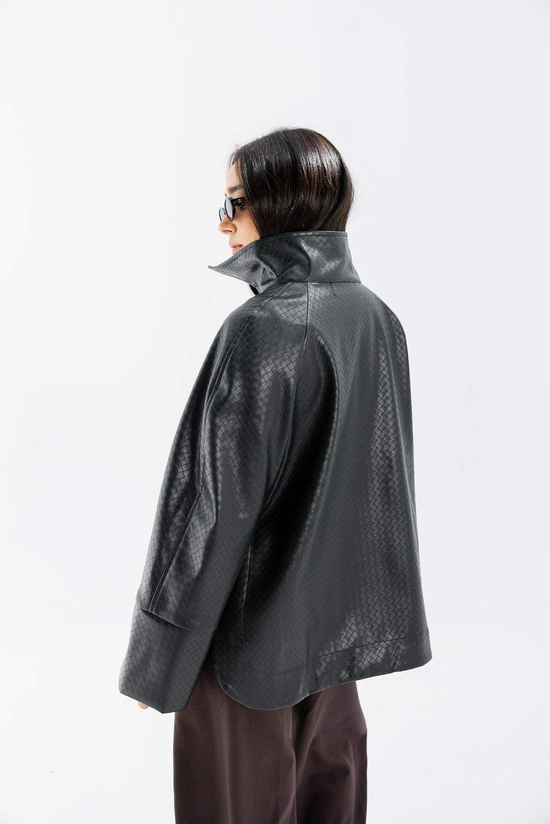 Interlaced Leather Jacket - Black