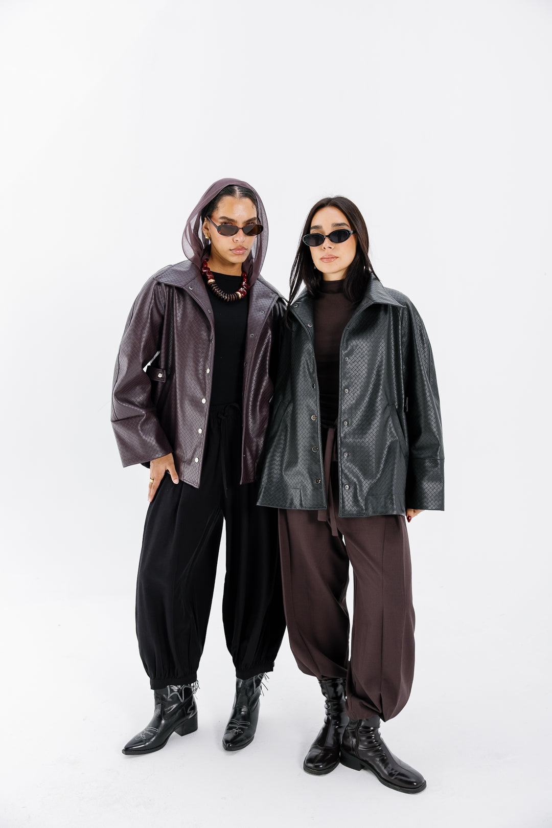 Interlaced Leather Jacket - Black