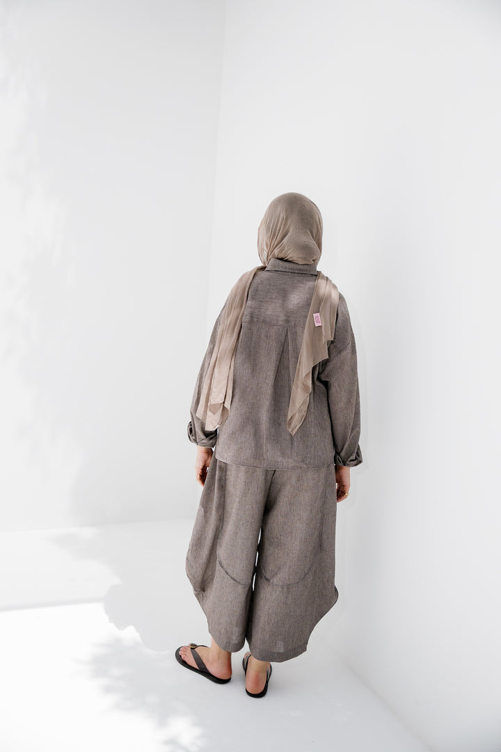 Breeze Balloon Linen Pants - Brown