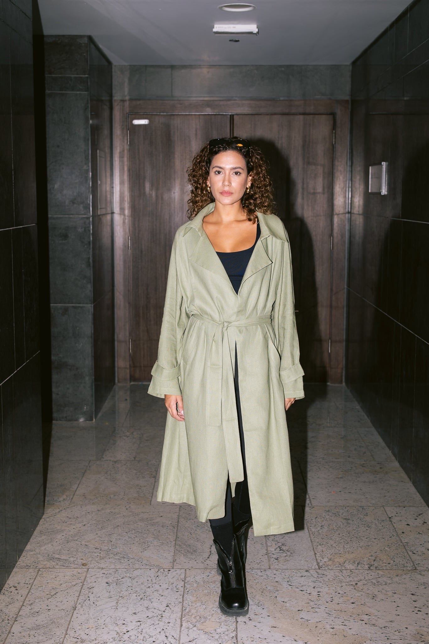 Linen Trench - Olive