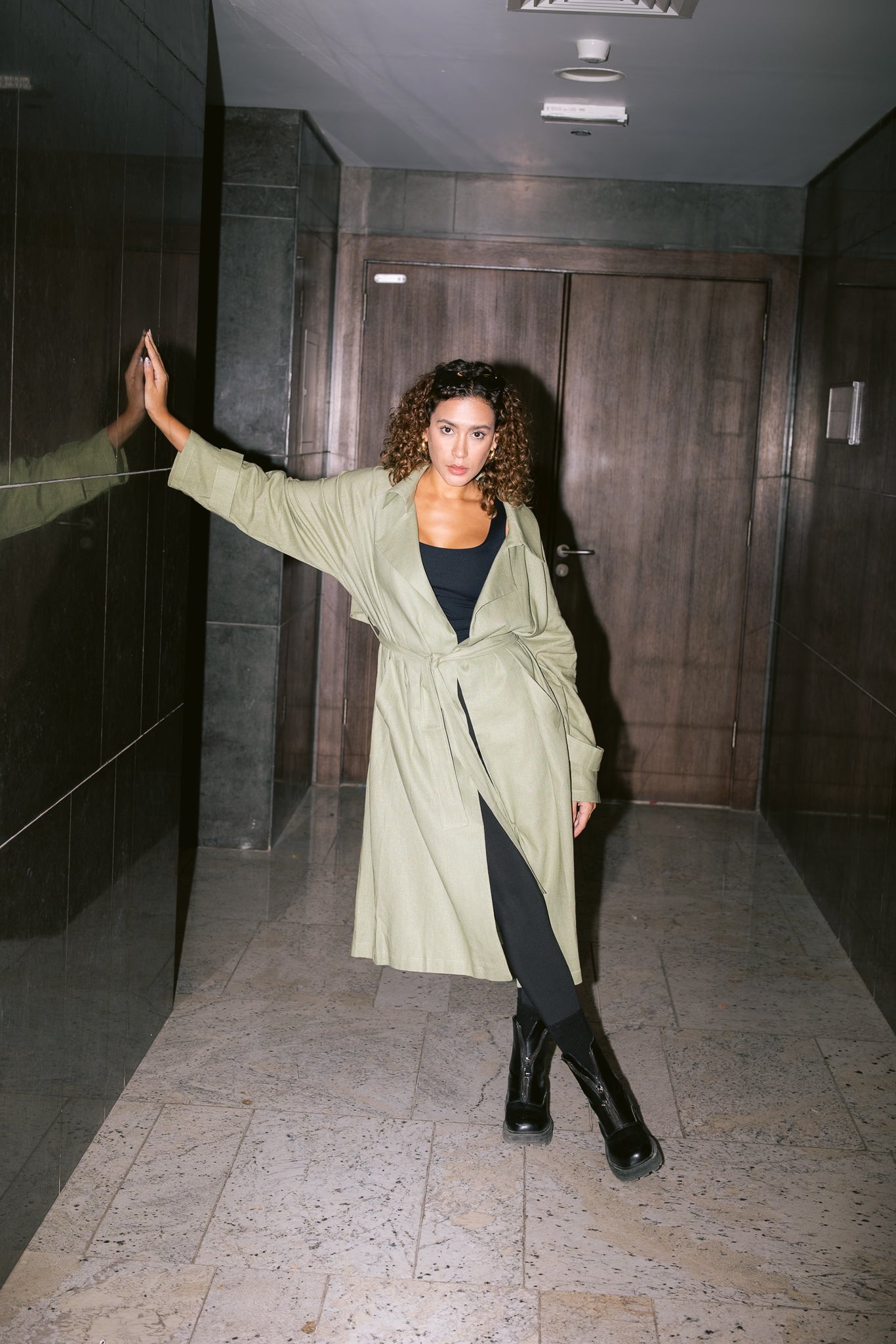 Linen Trench - Olive